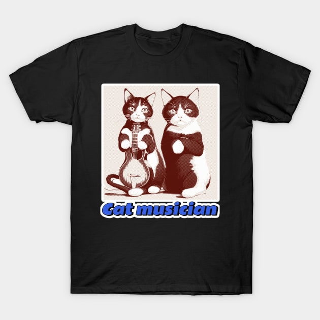 Cat Musician T-Shirt by LycheeDesign